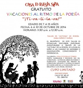 Taller gratuito de lectura de poesía para niños